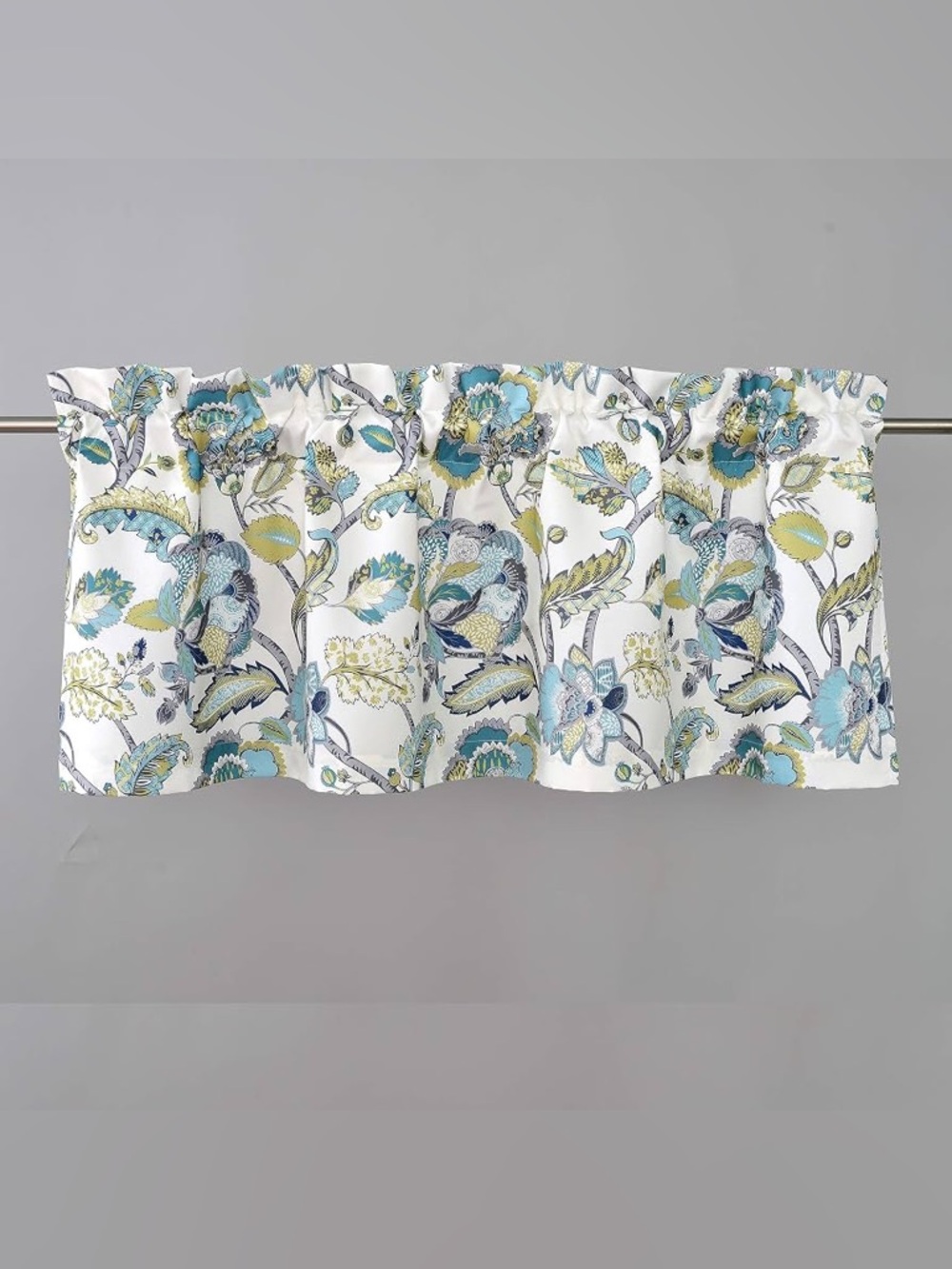 DriftAway Layla Teal/Gray Rod Pocket Café Curtain 52x18" Light Filtering ONE